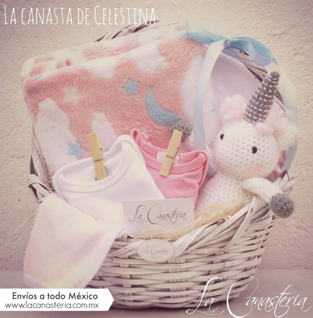 Canastas de Regalo Finas para Niña Recién Nacida con hermoso Unicornio