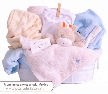 Fina canasta de regalo para niño recién nacido con envios a todo México