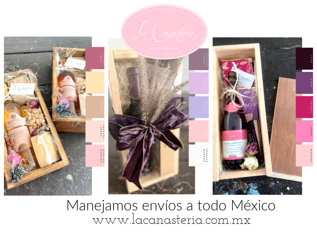 Hermosas cajas de regalo con vino y productos gourmet para mujer con envío a domicilio en todo México