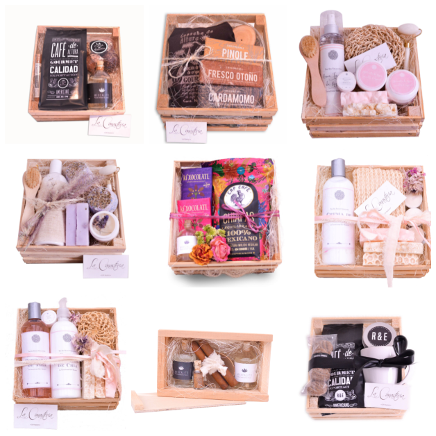 Huacalitos de Regalo La Canastería: Preciosas y finas cajas de regalo con Kits 100% Mexicanos tanto para hombres como para mujeres ideales para regalos en empresas. 