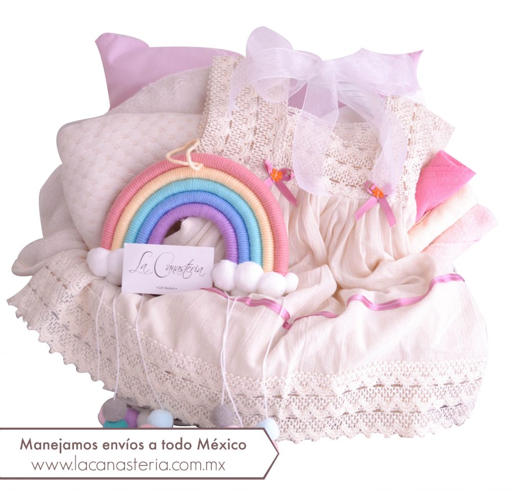 Canastas de regalo finas para bebé con diseño para niña y envío a domicilio en todo México