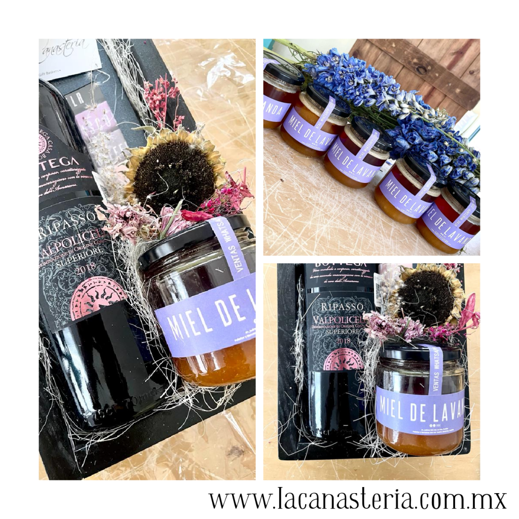 Bellisima y original caja de regalo La Canastería con diseño boutique y Arreglo de flores y vino para mujer con envío a domicilio en todo México 