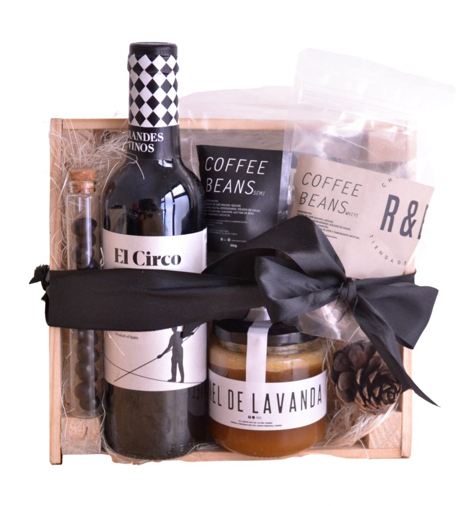 Cajas de regalo navideñas económicas con vino y chocolate La Canastería cdmx df 