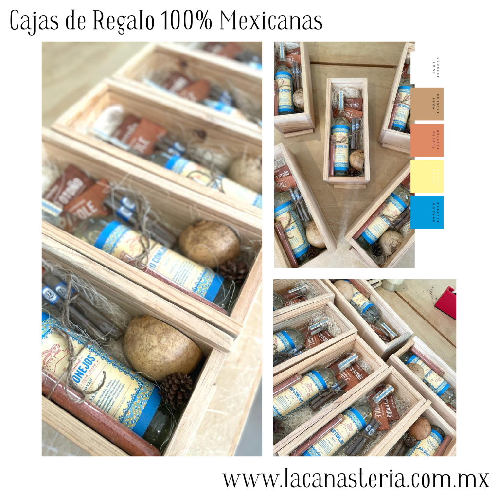 Elegantes cajas de regalo Navideñas para empresas con Mezcal 400 Conejos y fina selección de productos 100% mexicanos con envío a todo México