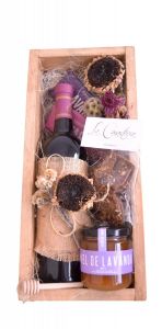 Cajas de regalo finas para mujer con cálido arreglo de vino y flores con envío a domciilio en todo México
