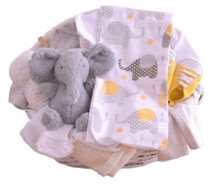 Canastas de regalo neutrales para bebé: Tonos de Gris