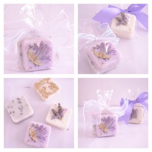 Bellísimo recuerdo para evento con jabón orgánico en bolsita kraft con flores naturales secas