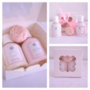 Kits de spa empresas: Hermosa caja de regalo con degustación de cremas artesanales deliciosas con distintas bondades