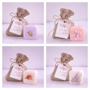 Lindo recuerdo con diseño shabby chic y tres jabones artesanales petite con envío a todo México