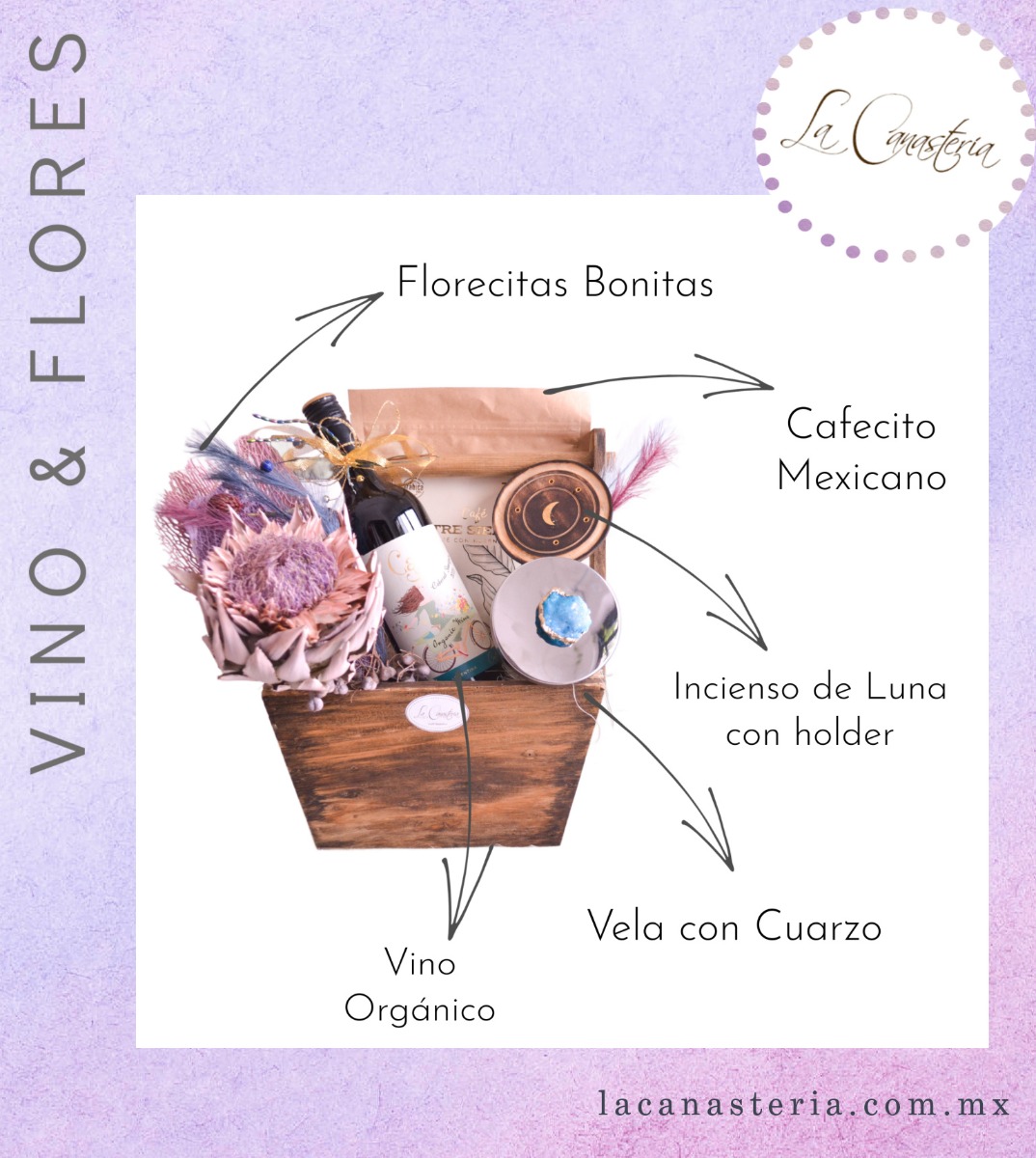 Arreglos de flores con vino 