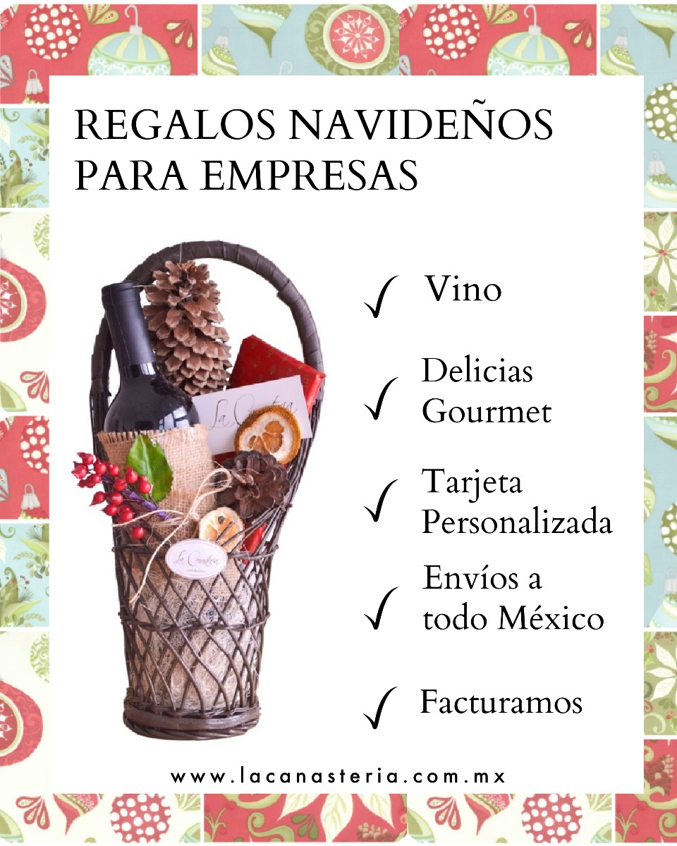 CATÁLOGO DE ARREGLOS NAVIDEÑOS CON VINO Y CHOCOLATES LA CANASTERIA