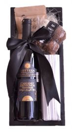 Cajas de regalo con vino para hombre con tinto italiano y degustación de chocolates