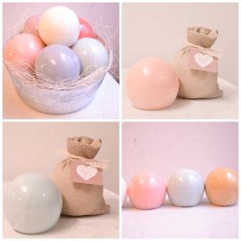 Bellísima bolsita de yute con jabones artesanales en forma de esfera en el color y aroma que elijas