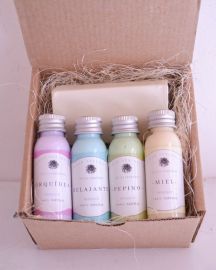 Kits de spa empresas: Hermosa caja de regalo con degustación de cremas artesanales deliciosas con distintas bondades