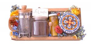 Bellísima caja de regalo de diseño con exquisito kit ideal para amantes de café