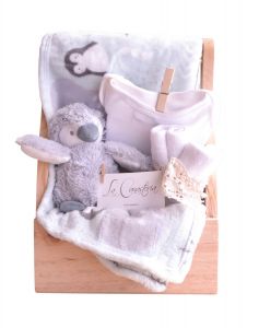 Hermosa canasta de regalo para bebé en colores neutrales ideal para niño o niña! 