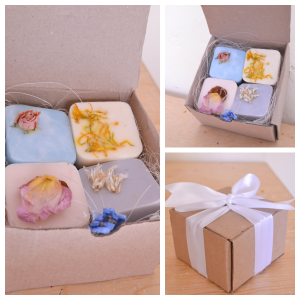 Cajas de regalo spa: bellísimo set de jabones orgánicos florales 