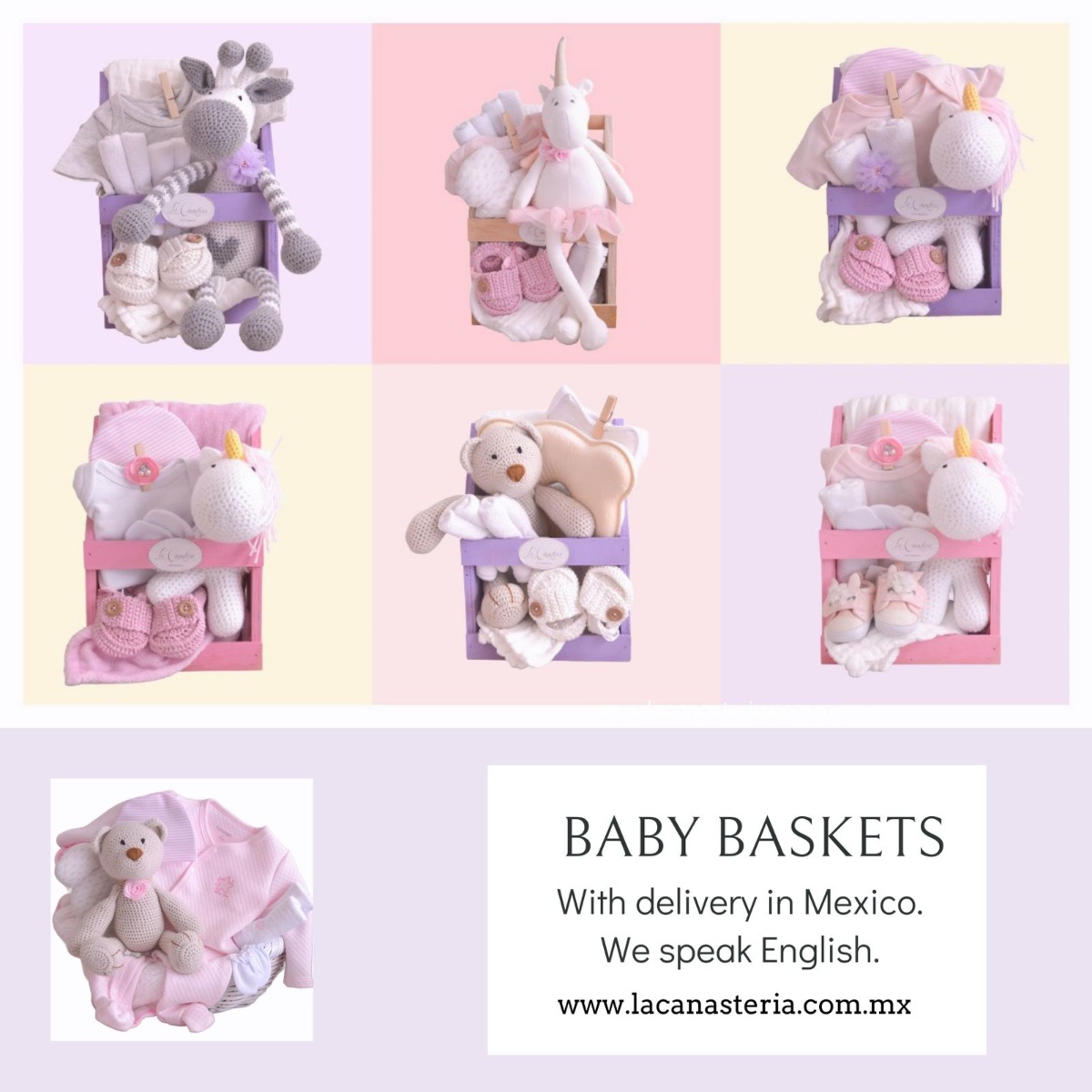 Canastas de regalo de unicornio para bebé niña